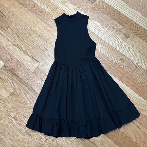 Zara Mock Neck Sleveless A-line Dress - Size MED - Black - Picture 1 of 8